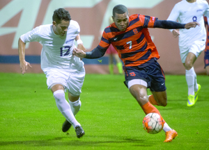Ben Polk scored the game-winning goal as Syracuse sneaked past Albany, 2-1 on a drizzly Tuesday night. 