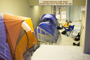 Nine tents were set outside the Carrier Dome’s Gate E ahead of Syracuse’s game against Duke.