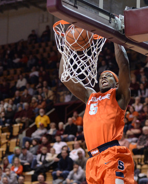 C.J. Fair throws down a dunk in Syracuse's 72-52 win against Virginia Tech on Tuesday. Fair finished with a game-high 17 points as the Orange pulled away in the second half.