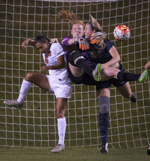 Courtney Brosnan and the SU defense held off the Dragons just enough in a 3-2 victory at SU Soccer Stadium Thursday night.