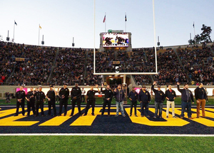 Eight students were honored at UC Berkeley's California Memorial Stadium during a football game for their service to the northern California community after wildfires ravaged the area in early October.