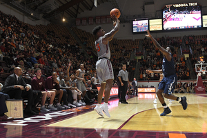 Ahmed Hill averages 16.3 points per game for Virginia Tech including shooting 52.6 percent from 3-point land. 