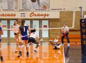 Syracuse, pictured last season, won a set against Marquette but eventually lost its third-straight game Sunday.