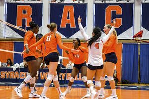 Aliah Bowllan (4) helped the Orange compete with the No. 3 Pittsburgh attack, but it was not enough despite her 16 digs.