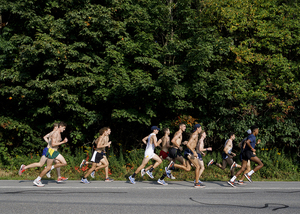 Syracuse cross country, pictured running last season, finished 26th at the NCAA Championships on Saturday.