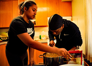Juniors Hamwattie Heeraman (left) and Judah Carter started For The Culture, a student-run take-out business that specializes in authentic Caribbean dishes. 