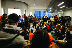 SU officials were present for parts of the sit-in to speak with students about their concerns, experiences and demands.  