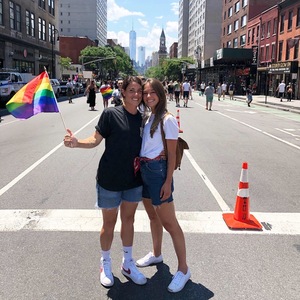 Former Syracuse women’s lacrosse player Michelle Tumolo and her fiancée.