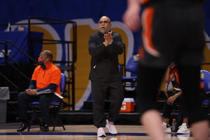 Syracuse head coach Quentin Hillsman coaches his team in its 71-67 win over Pittsburgh.