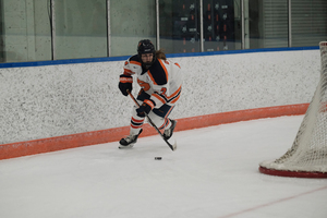 Maya D'Arcy (pictured) won CHA Rookie of the Week for her play against Clarkson last week.