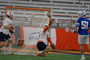 Goalie Will Mark made 10 saves in Syracuse's 18-15 loss to No. 2 Duke.