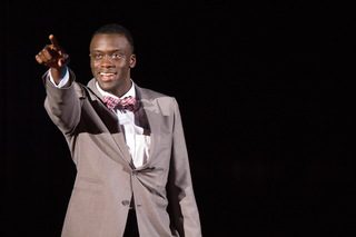 Ronald James Terry-Taylor Sr., a sophomore in the College of Arts and Sciences, performs his spoken-word piece, 