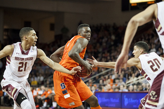 Jerami Grant slashes into the teeth of the Boston College defense. Grant posted 16 points and had a game-high eight rebounds. 