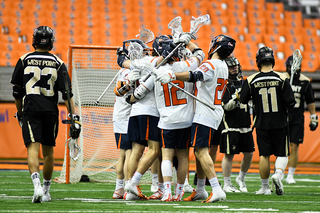 The Orange celebrate a goal. 